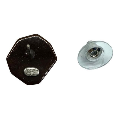 Chanel Earrings Accessories Small Accessories Coco Mark Octagon Plastic Brown