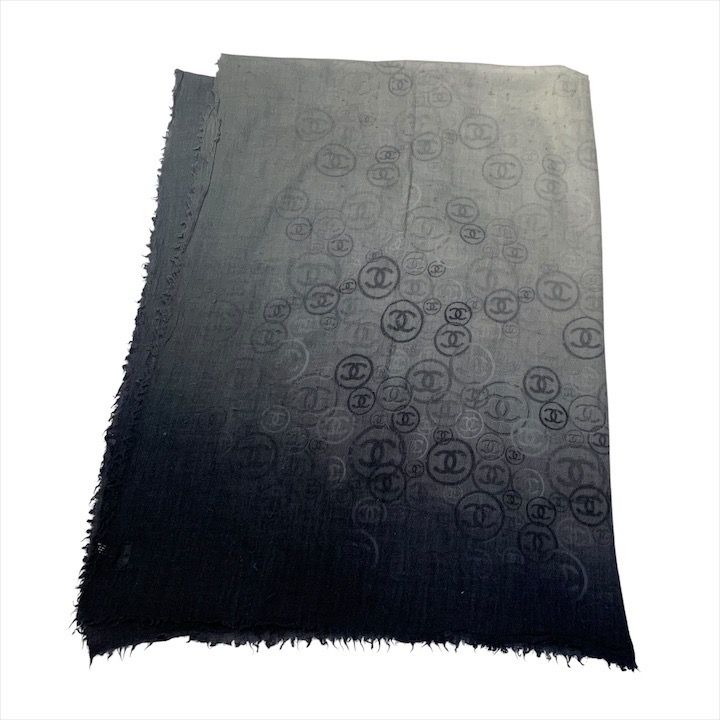 Chanel CC Logo Gradient Cashmere Large Shawl Scarf