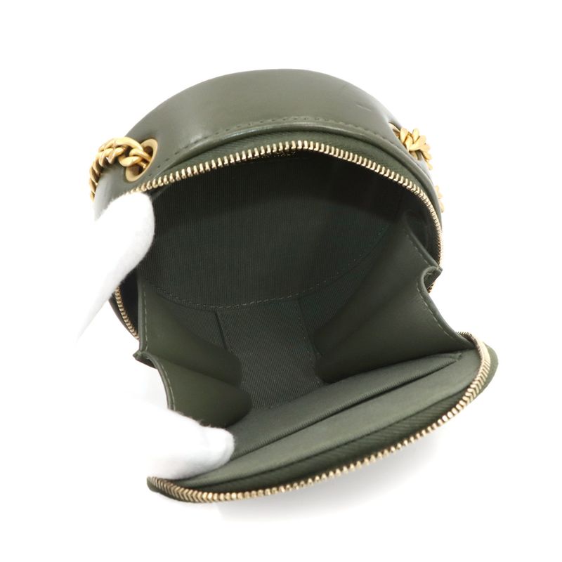 Chanel Matelasse Round Chain Shoulder Bag Lambskin Green Shoulder Bag 90298126
