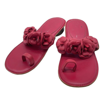 Chanel Camellia Design Sandals Red 37