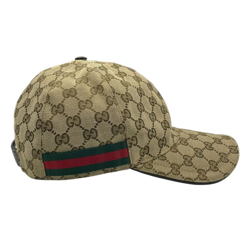 Gucci Hat Baseball Cap Leather GG Logo Blawan Men's Size XL
