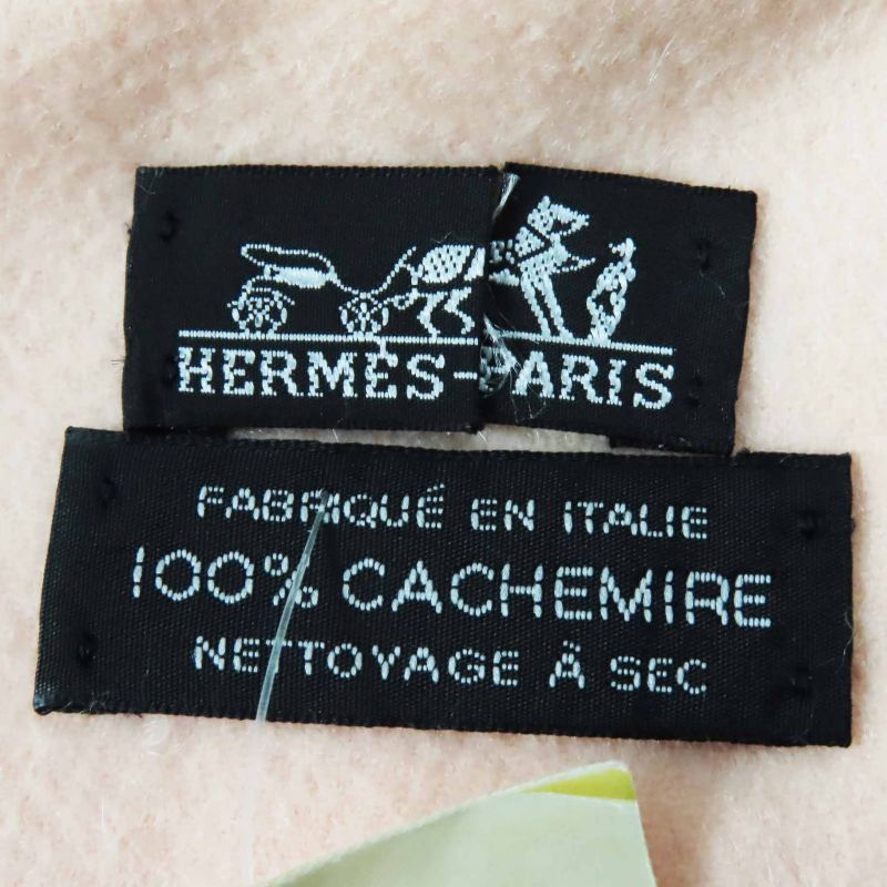 Hermes 100% Cashmere Extra Large Shawl With Logo Embroidery
