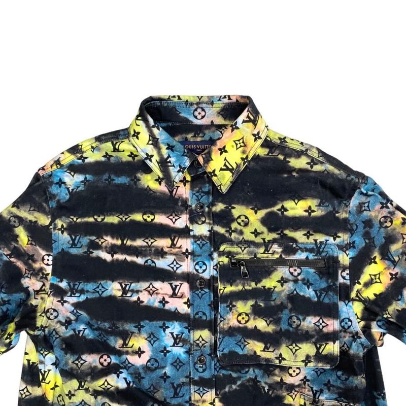 Louis Vuitton Jacket Monogram Tie Dye Denim Rm2129 H98 Hla10w Size L Black Blue