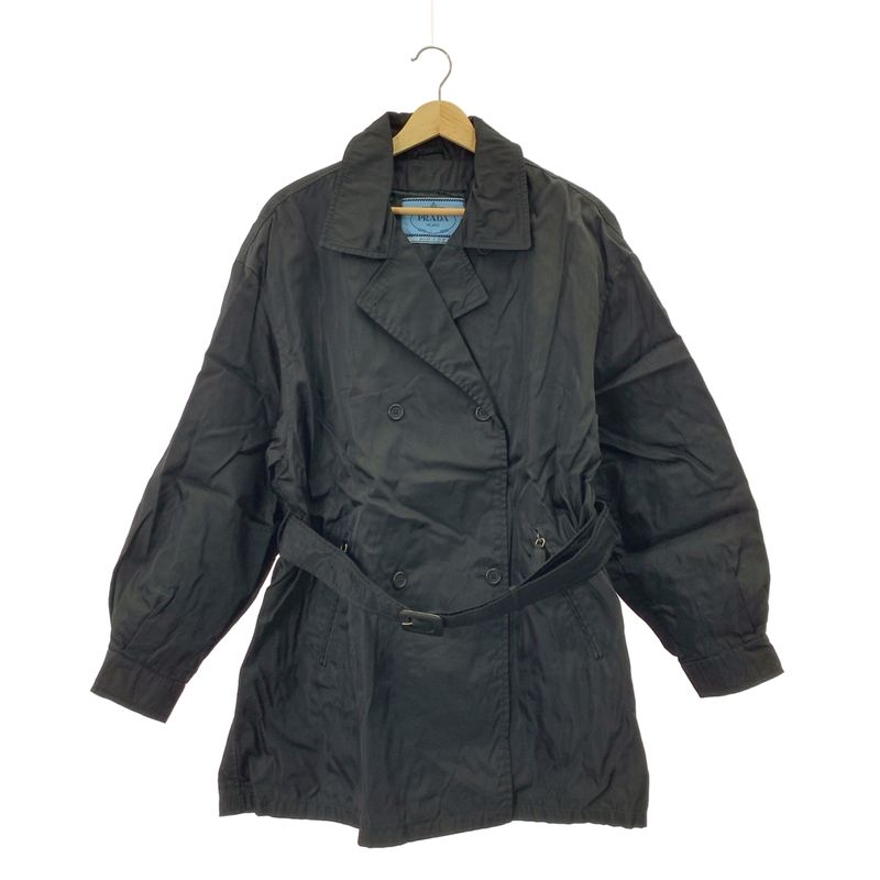Prada - Nylon Double Breasted Coat - Black - Women's