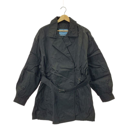 Prada - Nylon Double Breasted Coat - Black - Women's