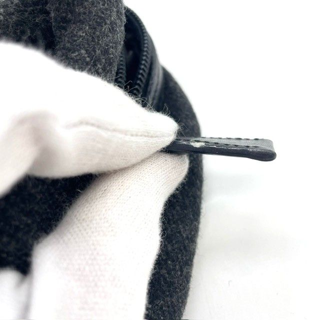 Prada Pouch Clutch Bag Small Bag Gray Wool Triangle Logo Fashion Women Men