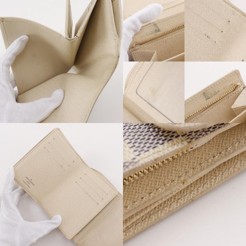 Louis Vuitton Portefeuille Joy N60030 Damier Azure Canvas Ladies Fold Wallet