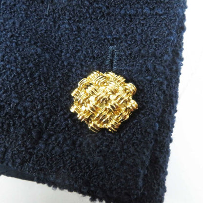 Gucci 652725 Wool With Horsebit Monochrome Tweed Sleeveless Dress Navy Gold