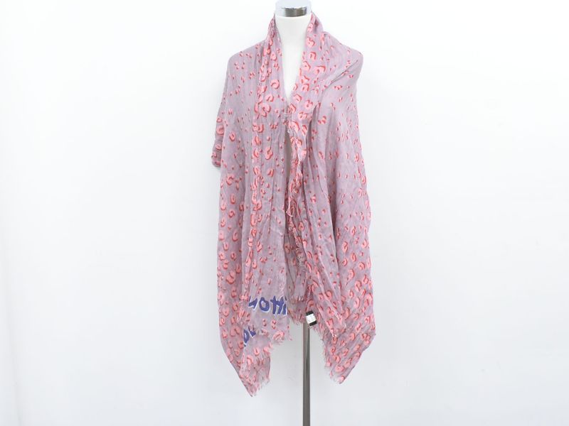 Authentic Louis Vuitton LV Leopard Large Shawl Cashmere Silk Grayish Pink