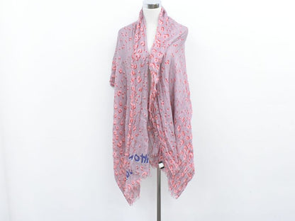 Authentic Louis Vuitton LV Leopard Large Shawl Cashmere Silk Grayish Pink