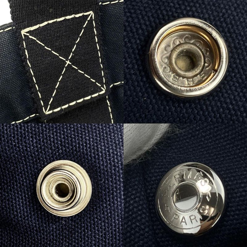 Hermes Handbag Tote PM Deauville Canvas Navy Casual Women Men Hermes