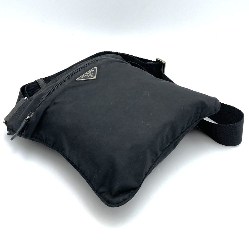Prada Crossbody Shoulder Bag Black Nylon Triangle Logo Triangle Logo Women Men