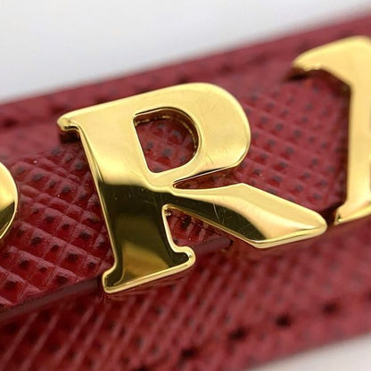 Prada Logo Key Ring Red Saffiano 1 pp067 Leather