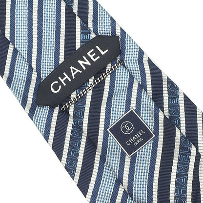 Chanel Necktie Chanel Logo 10cm (3.94in) Silk Navy Blue Navy Blue Diagonal
