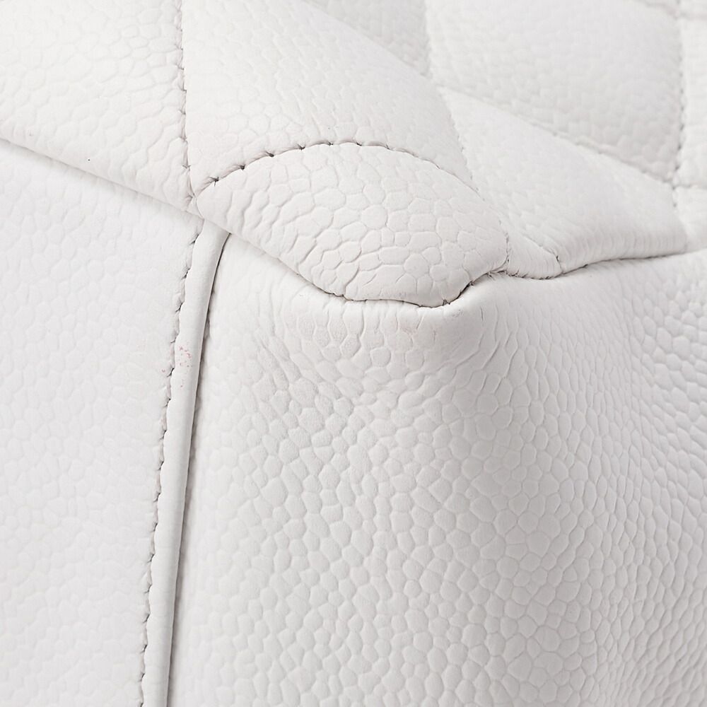 Chanel Matelasse GST Coco Mark Double Chain Shoulder Caviar Skin White With