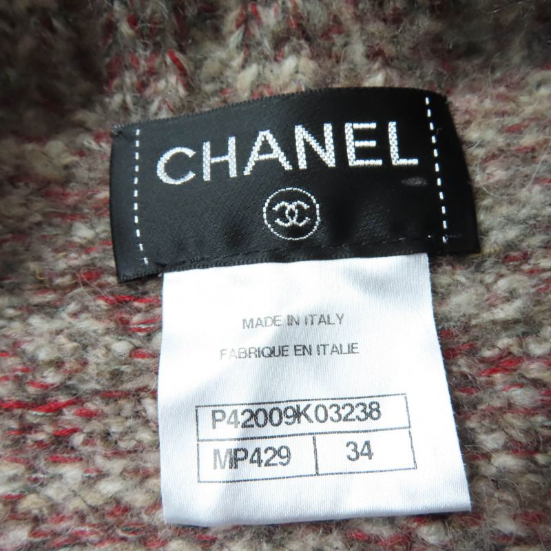CHANEL P420009k03238 Wool Cashmere Alpaca Blend Coco Mark Button Short Sleeve
