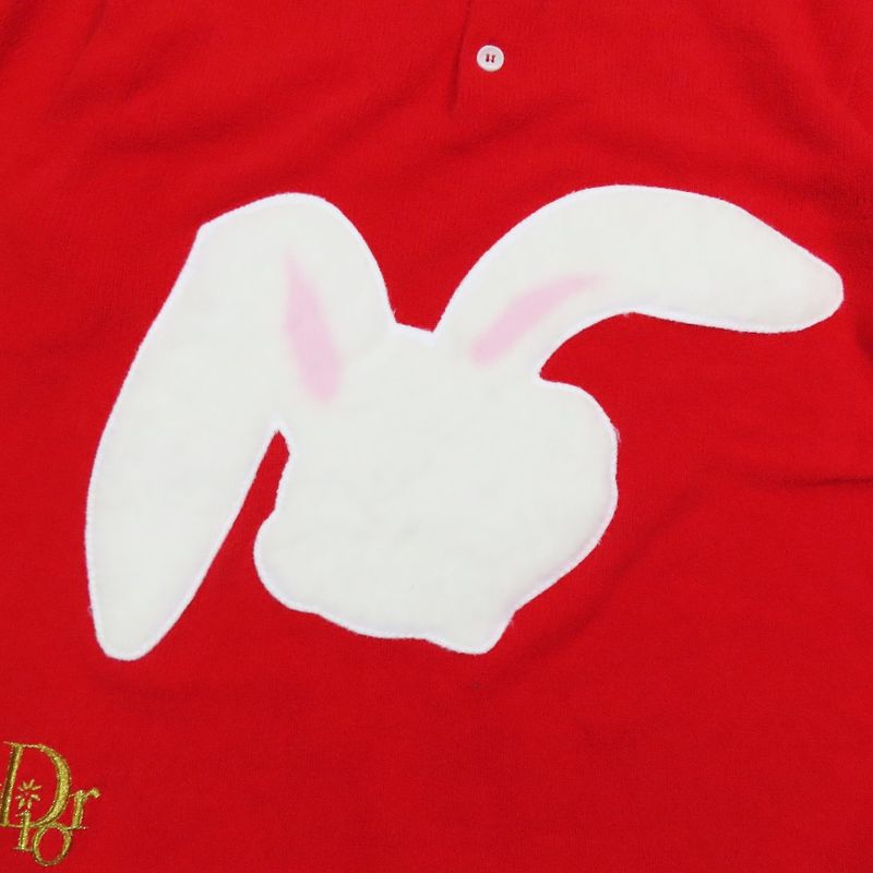 Unused 23ss Dior Rabbit Patch Cotton Knit Polo Shirt Short Sleeve Rabbit