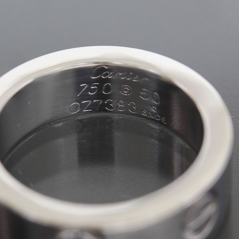 Cartier Love Ring Black Sapphire No 9.5 750 18K White Gold Box And Paper