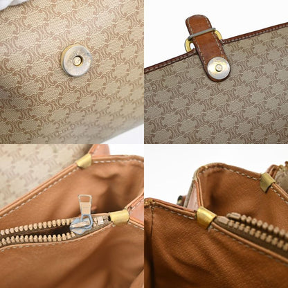 Celine Shoulder Bag Macadam Pattern Brown Leather 04ka747