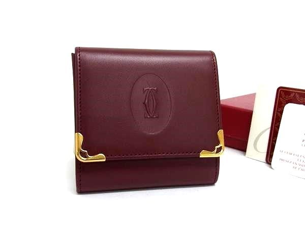 Cartier Must Line Leather Coin Case Coin Purse Ladies Men's Bordeaux Bk7283