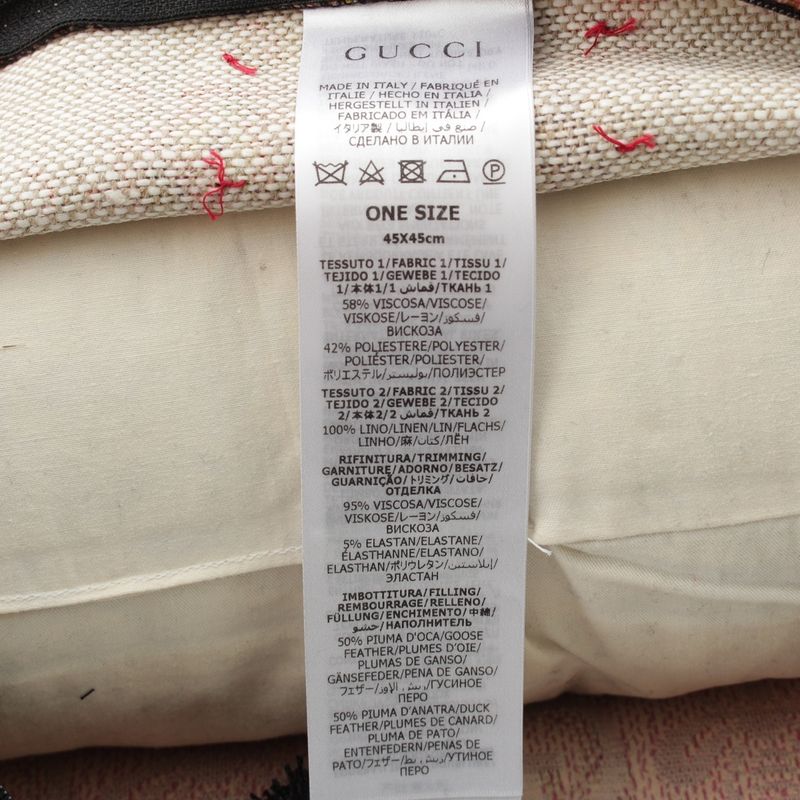 Gucci Fabric Feather Flower GG BEE Embroidered Fringe Pillow Cushion Interior