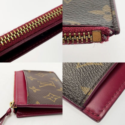 Louis Vuitton Porto Carte Zip Coin Case M67889 Monogram × Pink Ladies Gold