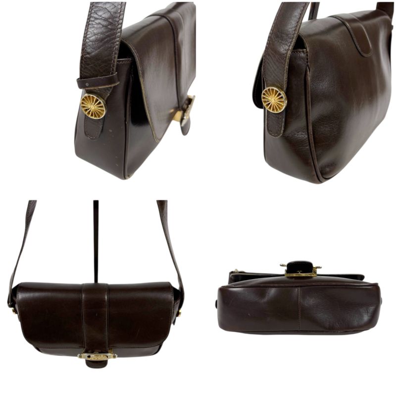 Celine Mini Shoulder Bag Dark Brown Leather Horse Carriage Hardware Horse