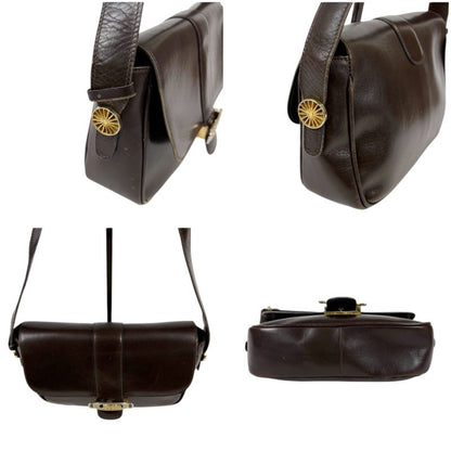 Celine Mini Shoulder Bag Dark Brown Leather Horse Carriage Hardware Horse