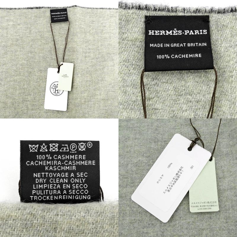 Hermes Muffler - Shawl Double Face Black Beige Cine Cashmere 100%