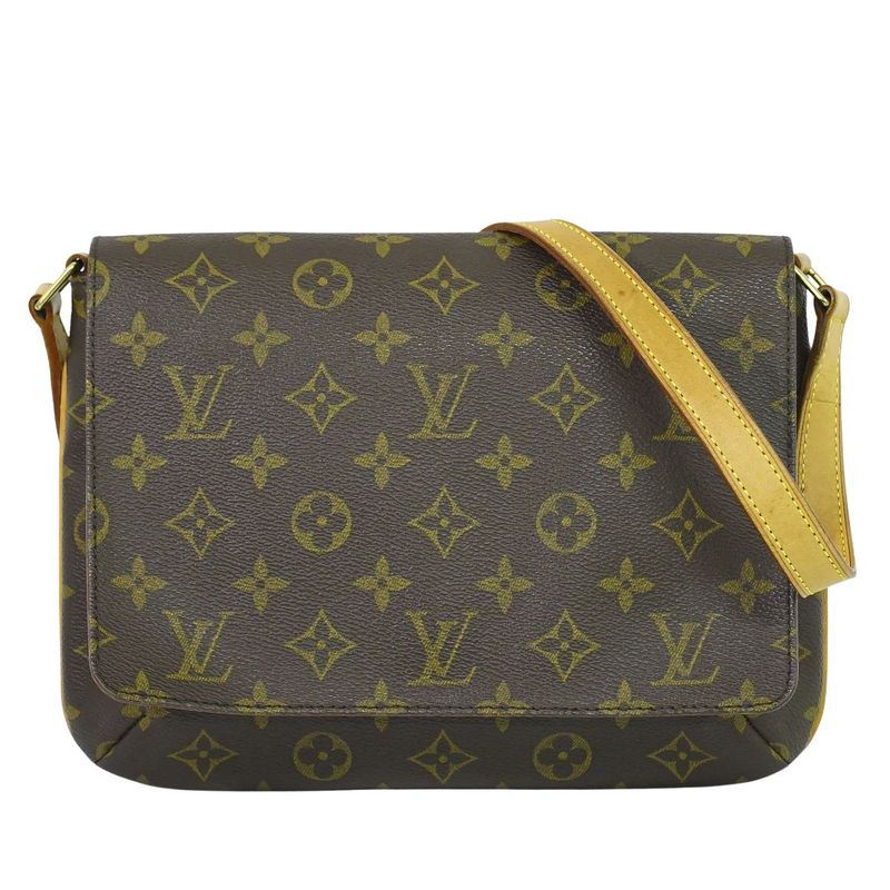 Authentic Louis Vuitton LV Musette Tango Short Monogram Shoulder Bag Brown