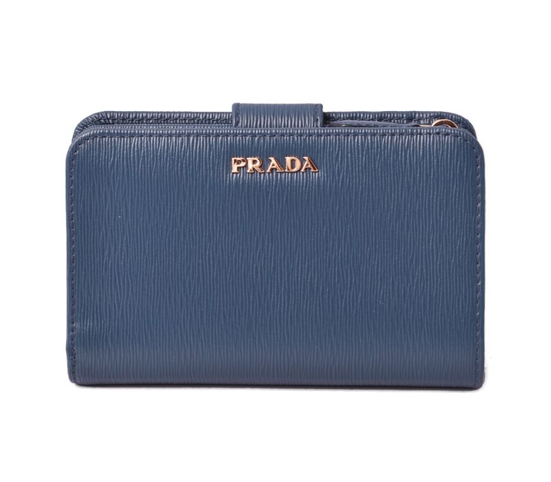 Unused Prada Fold Over Wallet 1ml225 Vitello MOVE Blue