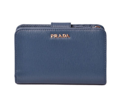 Unused Prada Fold Over Wallet 1ml225 Vitello MOVE Blue