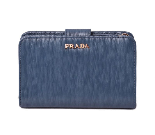 Unused Prada Fold Over Wallet 1ml225 Vitello MOVE Blue