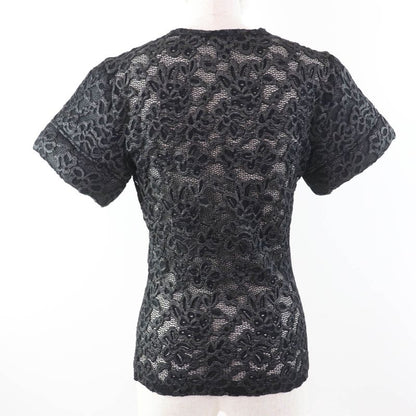 Louis Vuitton 23SS 1abdg9 Floral Lace Short Sleeve Cut And Sewn Black 36 Made