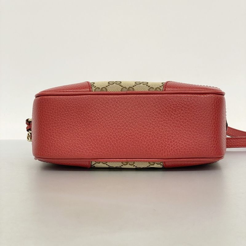 Gucci Shoulder Bag GG Canvas 449413 Canvas Brown Red Chien Pan Gold Hardware