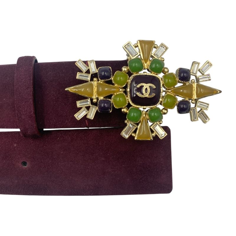 Chanel Gripore Belt Coco Mark Suede Purple