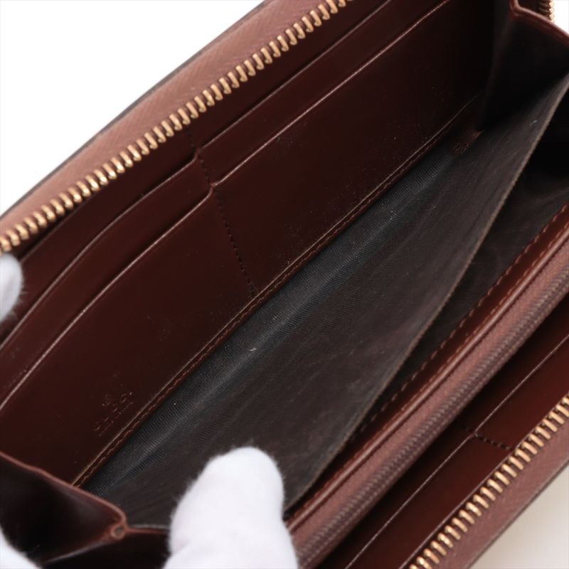 Gucci GG Supreme FAKE NOT PVC × Leather Round Zip Wallet Long Wallet 636169