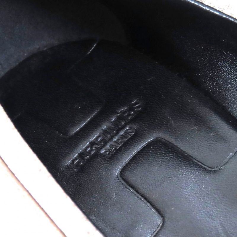 Hermes Pointed Toe Leather Pumps With Band Strap Brown Black 38 Storage With