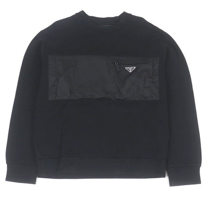 Prada 2022 Ujl096 Ferpa Double Material Switch Triangle Logo Sweatshirt Black