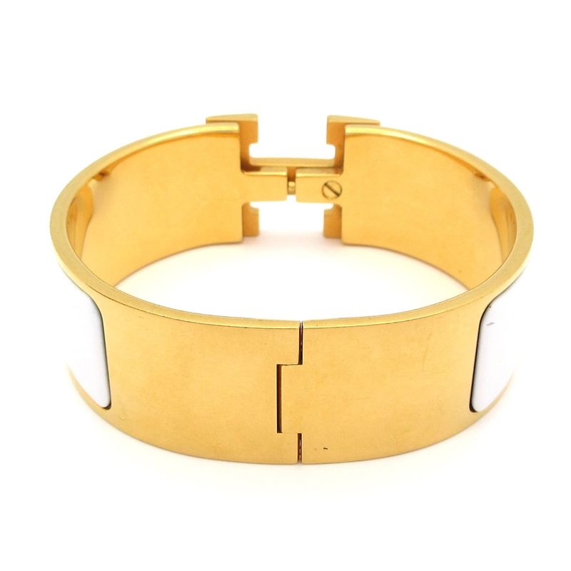 Hermes Bangle Click Clack H Gold And White