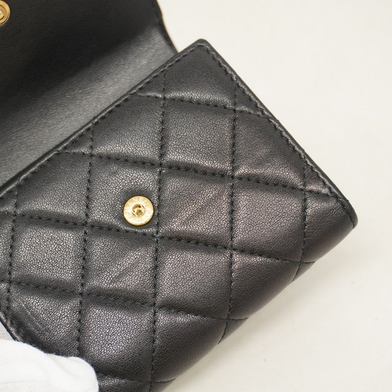 Chanel Trifold Wallet Chanel 19 Lambskin Black Gold Hardware Women