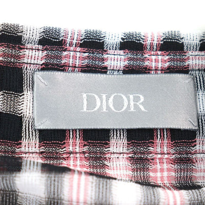 DIOR Homme 293c516a5571 100% Cotton Logo Button Plaid Long Sleeve Shirt Pink