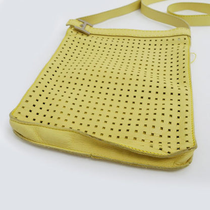 Hermes Tudu Punching Pochette Yellow Silver Hardware Shoulder Bag