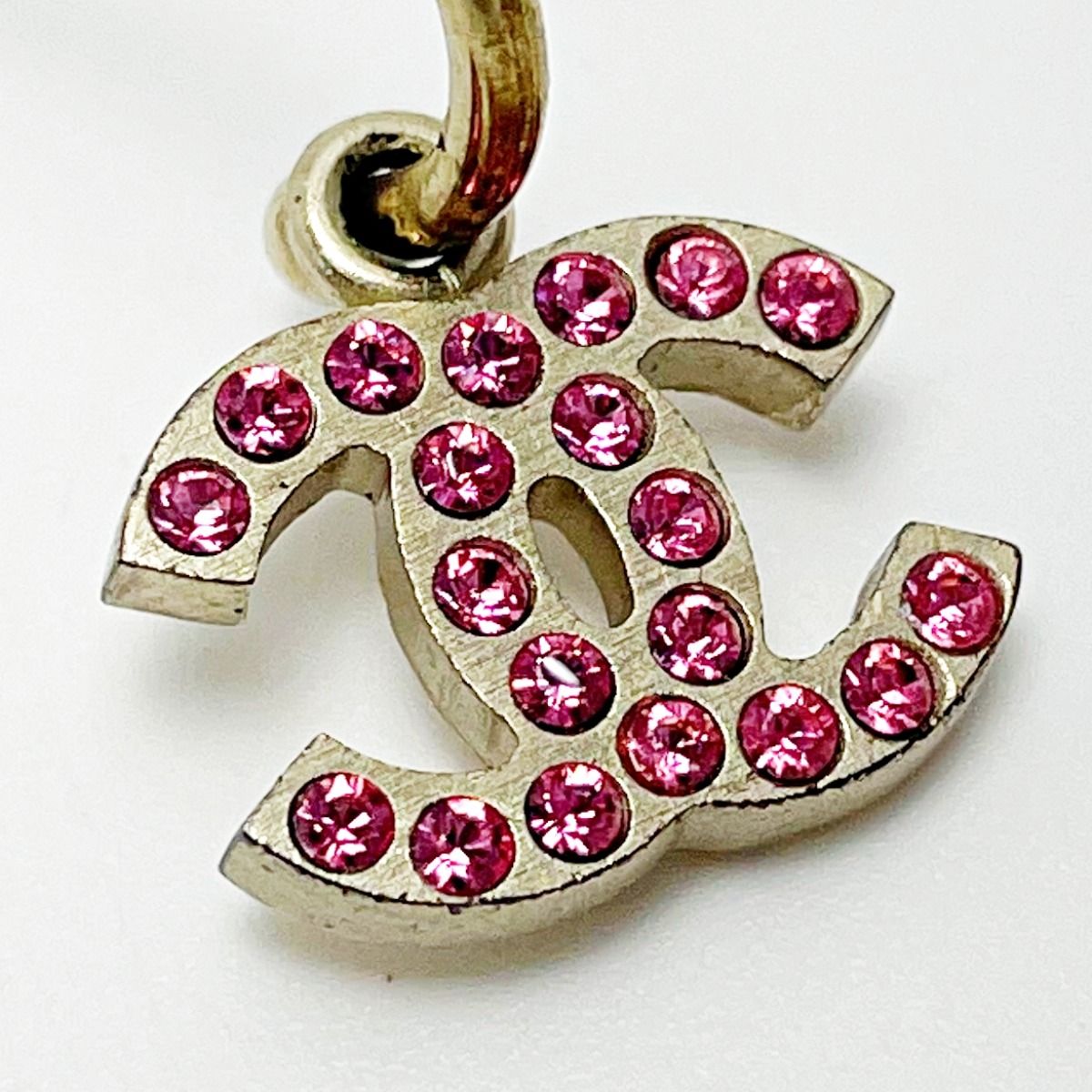 Chanel Cocomark A31068 Gold X Pink Earrings Rhinestone GP Women's Accessories