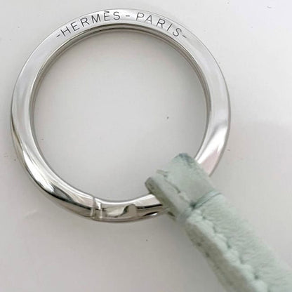 Hermes Key Ring Carmen Light Green Excellent Condition Leather Preowned