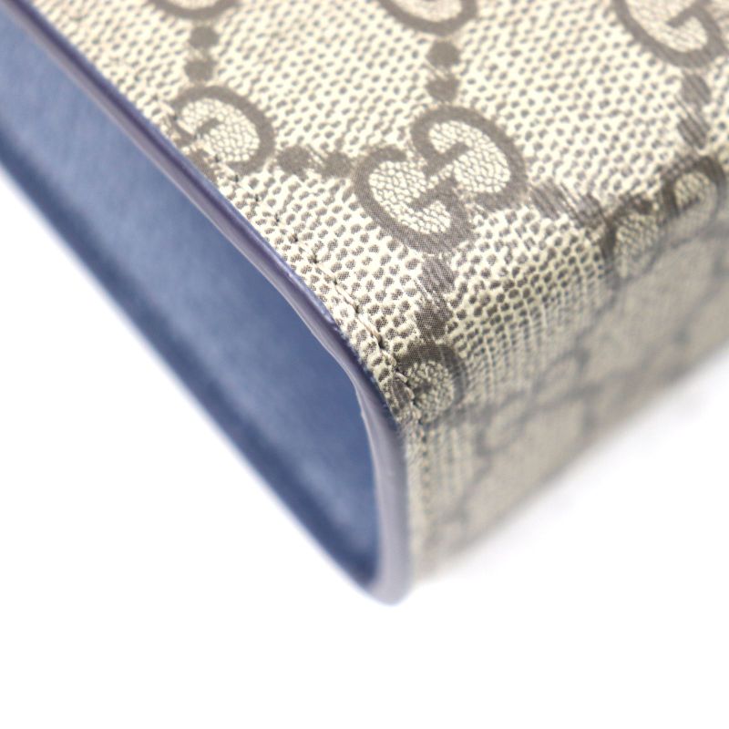 Gucci 768255 GG Supreme Logo Hardware Bicolor Leather Use Small Pouch Clutch