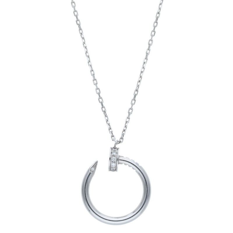 Cartier Juste UN CLOU Neclace Juste Un Clou 18kwg Half Diamond Necklace Men's