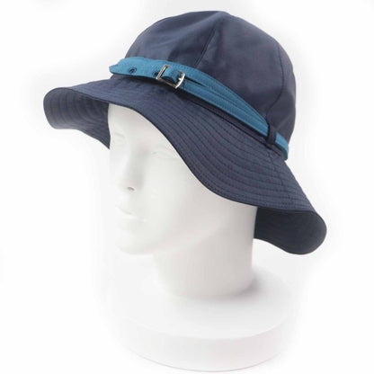 Hermes Silver Hardware Belted Hat/hat Navy Light Blue 56 Made In France Ladies