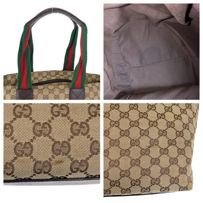Gucci Sherry Line Beige Brown GG Canvas/leather 131231 Tote Bag Shoulder Bag