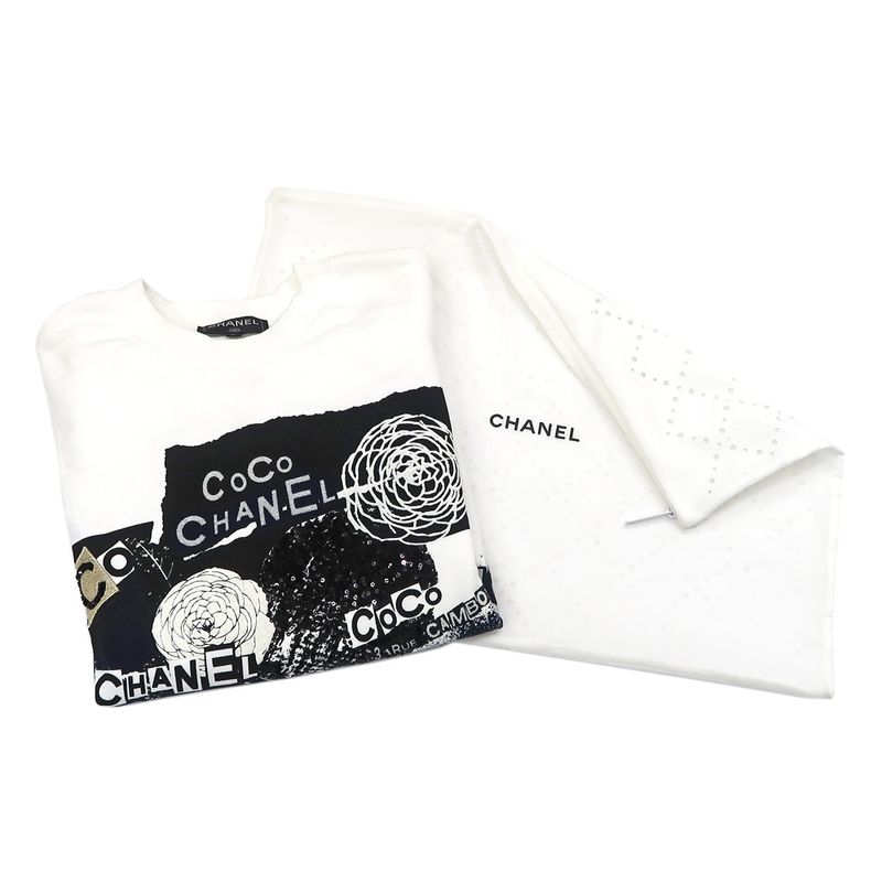 Chanel Sweatshirt Sequin M Size P63298k48933 White Sweatshirt Cotton